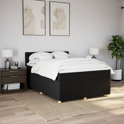 Giroletto a Molle con Materasso Nero 160x200 cm in Tessuto