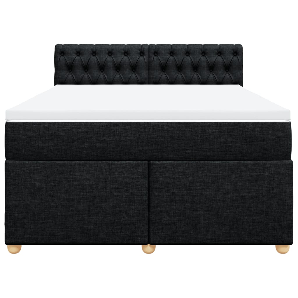 Giroletto a Molle con Materasso Nero 160x200 cm in Tessuto