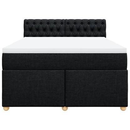 Giroletto a Molle con Materasso Nero 160x200 cm in Tessuto