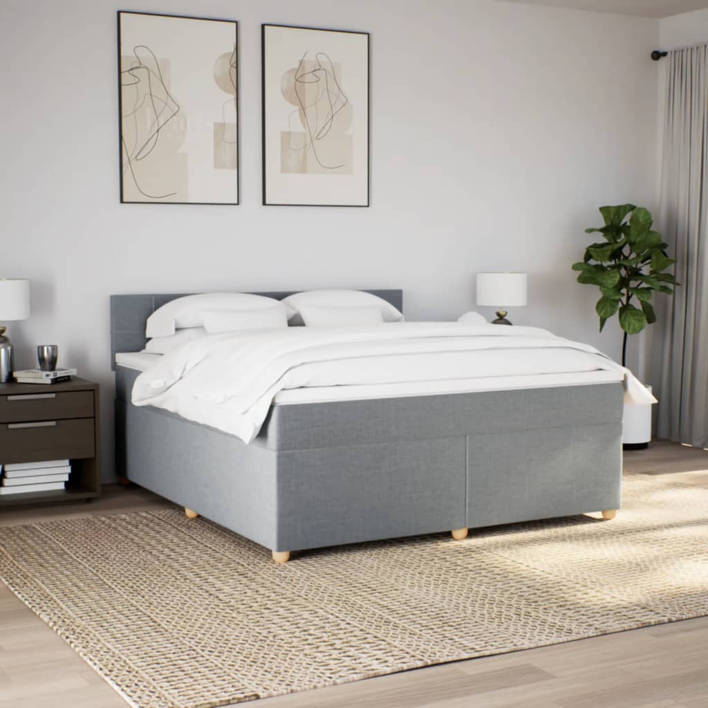 Giroletto a Molle con Materasso Grigio Chiaro180x200 cm Tessuto