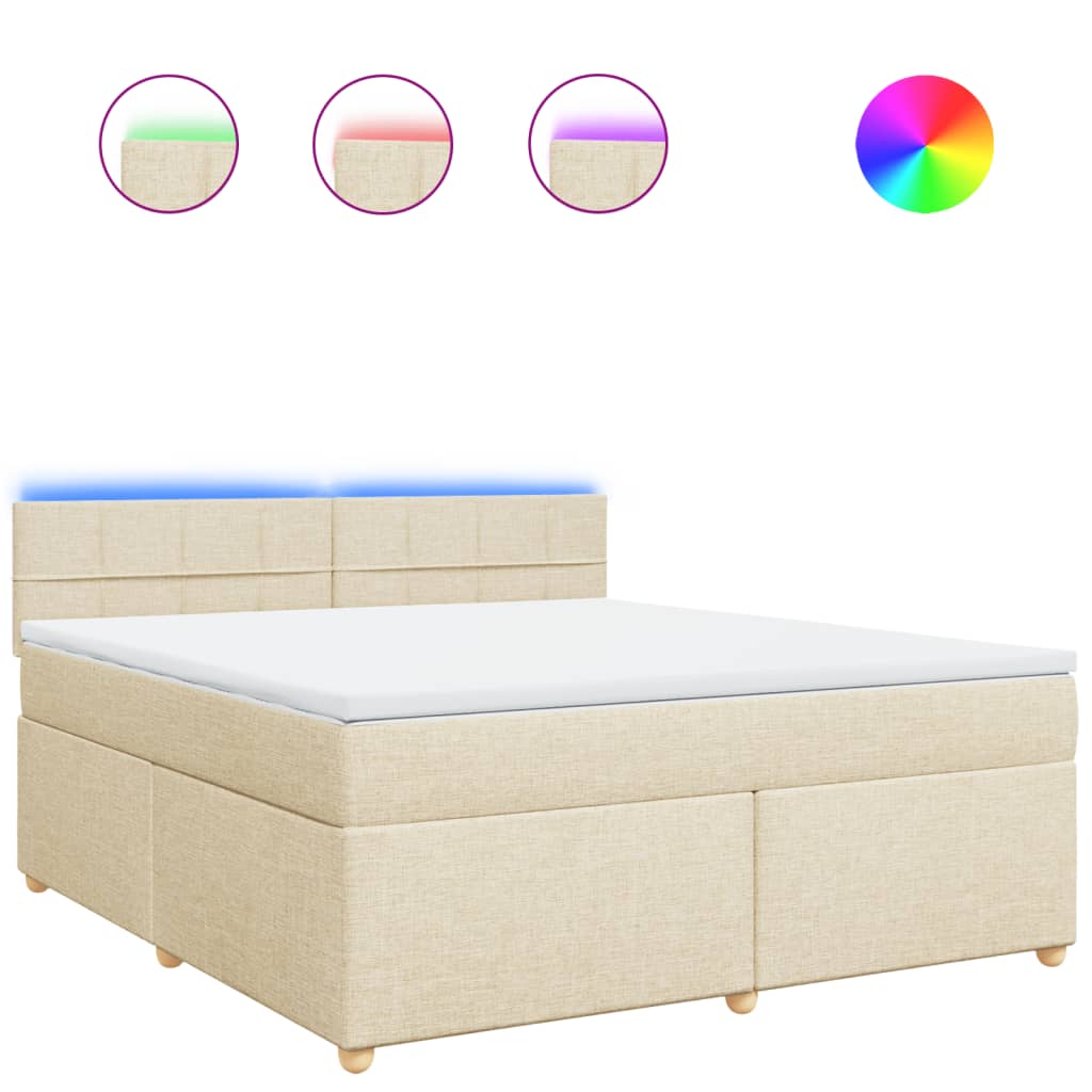 Giroletto a Molle con Materasso Crema 180x200 cm in Tessuto