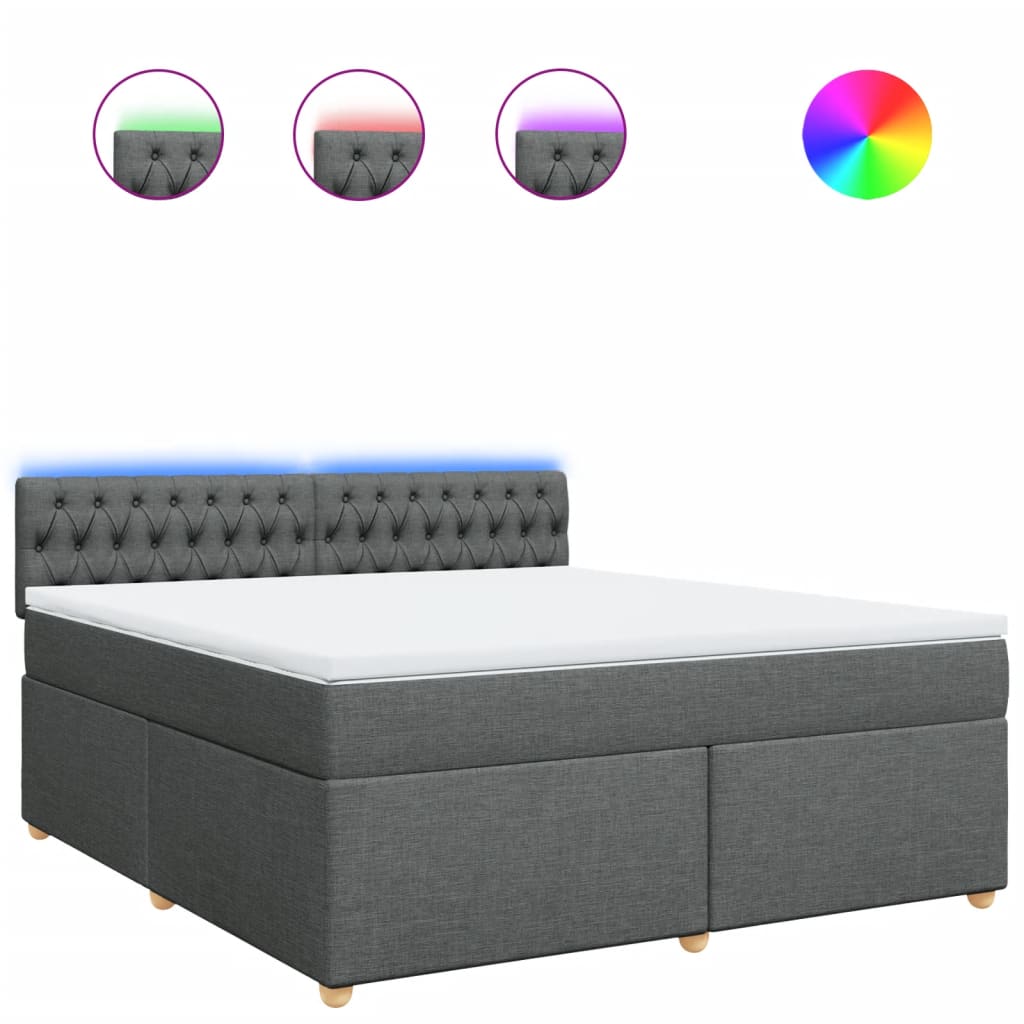 Giroletto a Molle con Materasso Grigio Scuro 180x200 cm Tessuto