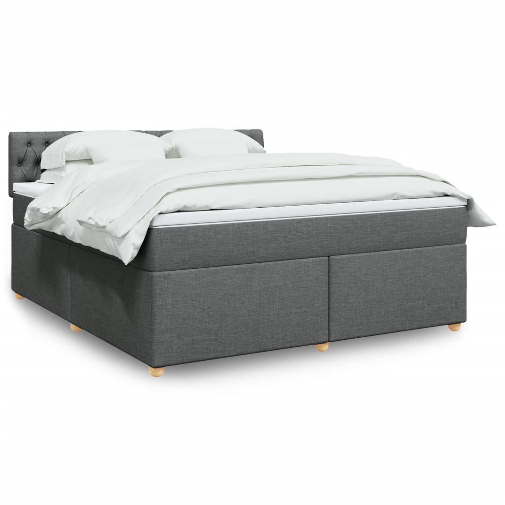 Giroletto a Molle con Materasso Grigio Scuro 180x200 cm Tessuto