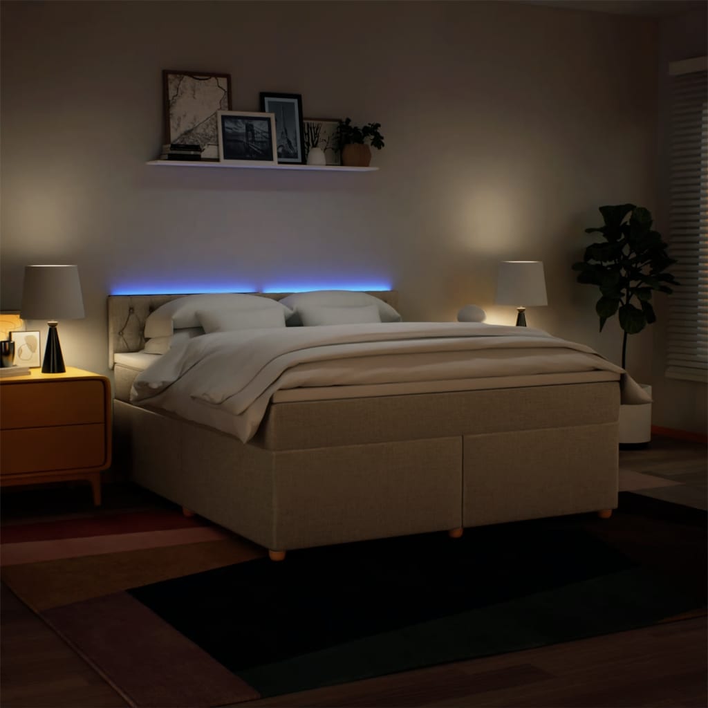 Giroletto a Molle con Materasso Crema 180x200 cm in Tessuto