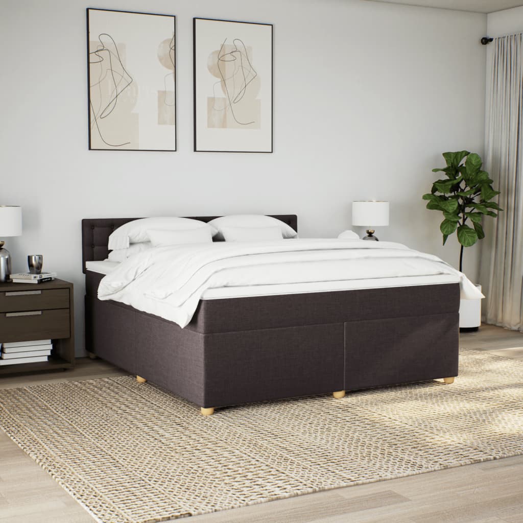 Giroletto a Molle con Materasso Marrone Scuro 180x200cm Tessuto
