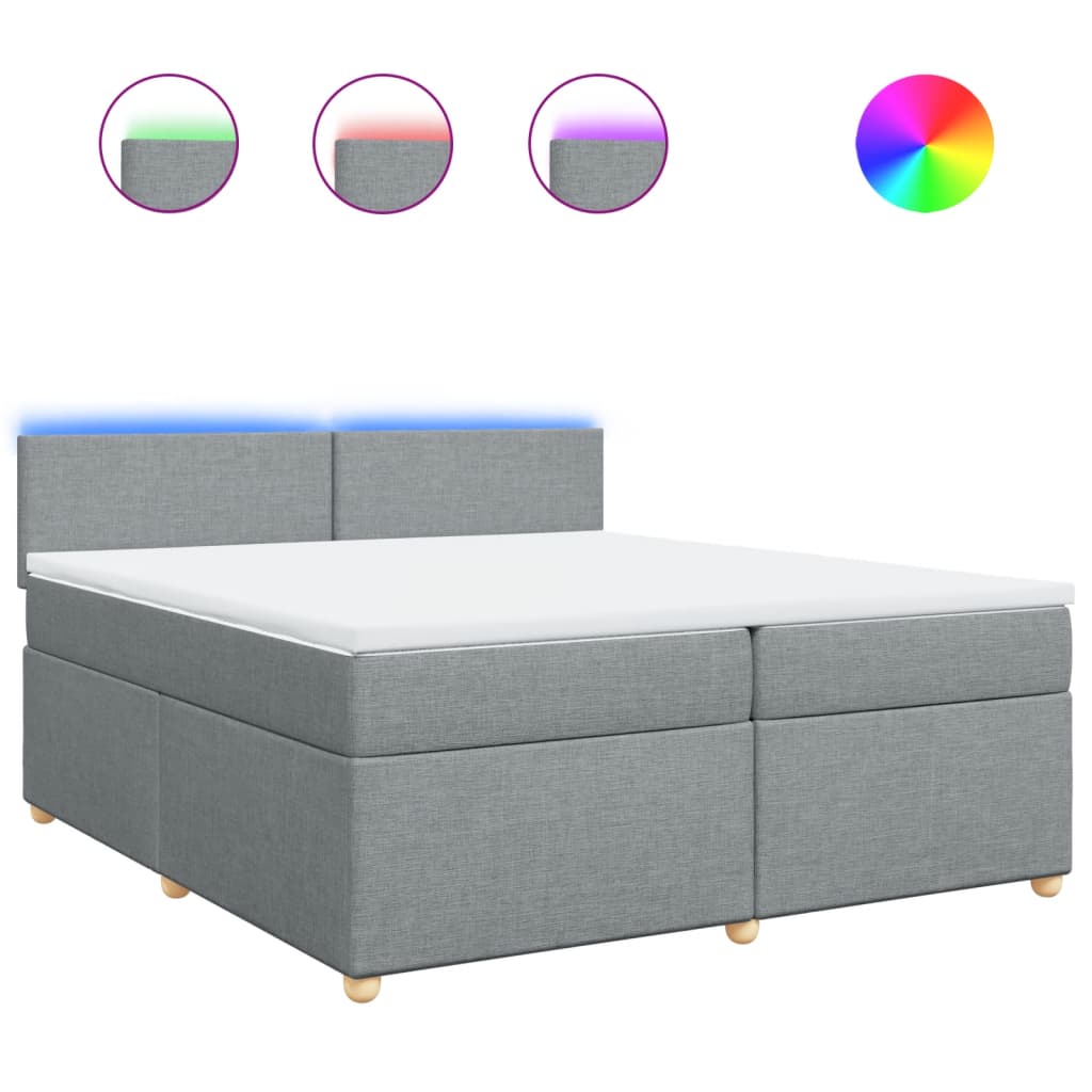 Giroletto a Molle con Materasso Grigio Chiaro 200x200cm Tessuto - homemem39