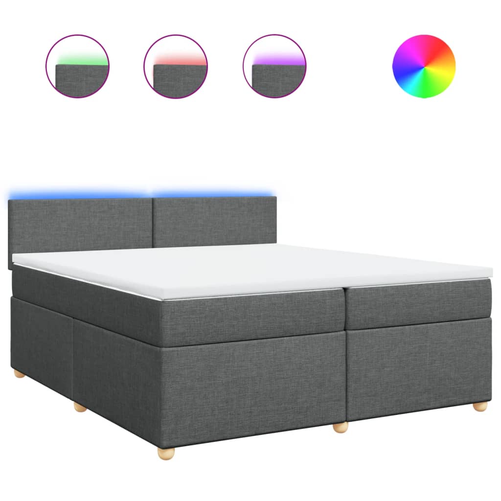 Giroletto a Molle con Materasso Grigio Scuro 200x200 cm Tessuto - homemem39