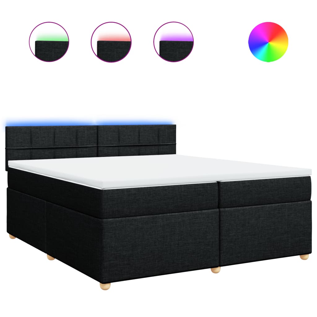 Giroletto a Molle con Materasso Nero 200x200 cm in Tessuto