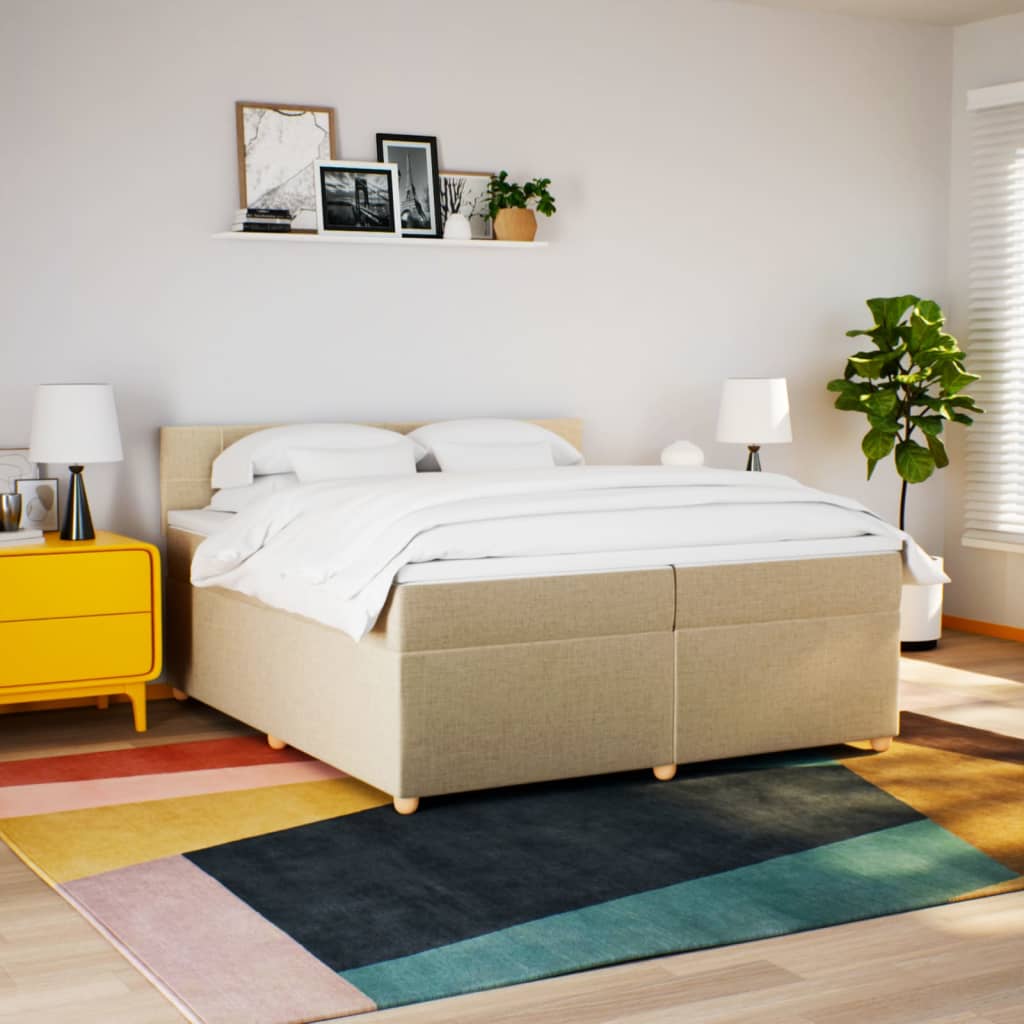 Giroletto a Molle con Materasso Crema 200x200 cm in Tessuto
