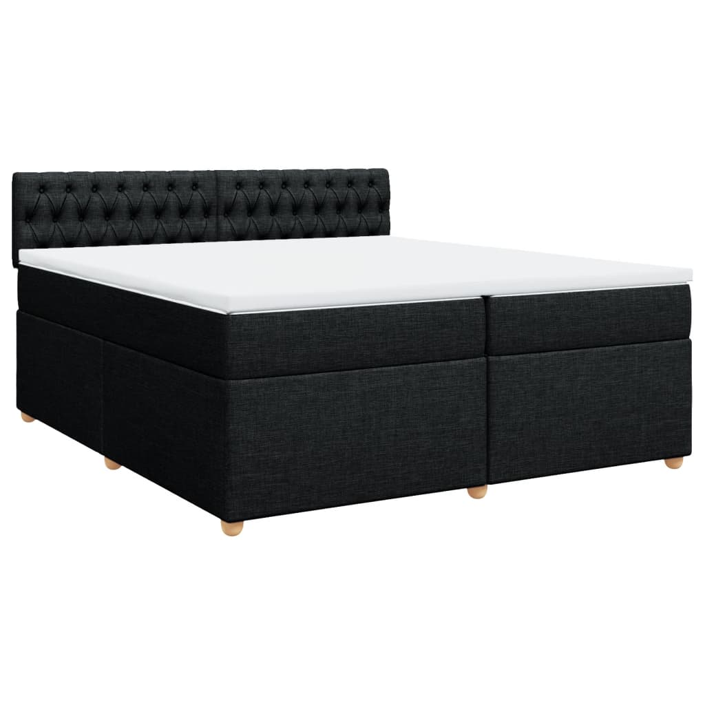 Giroletto a Molle con Materasso Nero 200x200 cm in Tessuto