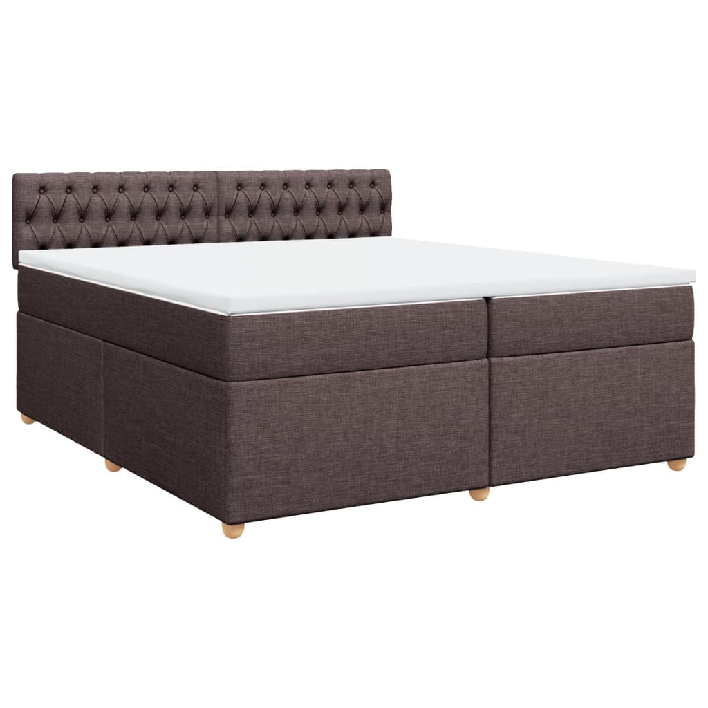 Giroletto a Molle con Materasso Marrone Scuro 200x200cm Tessuto