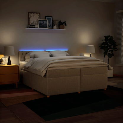 Giroletto a Molle con Materasso Crema 200x200 cm in Tessuto - homemem39