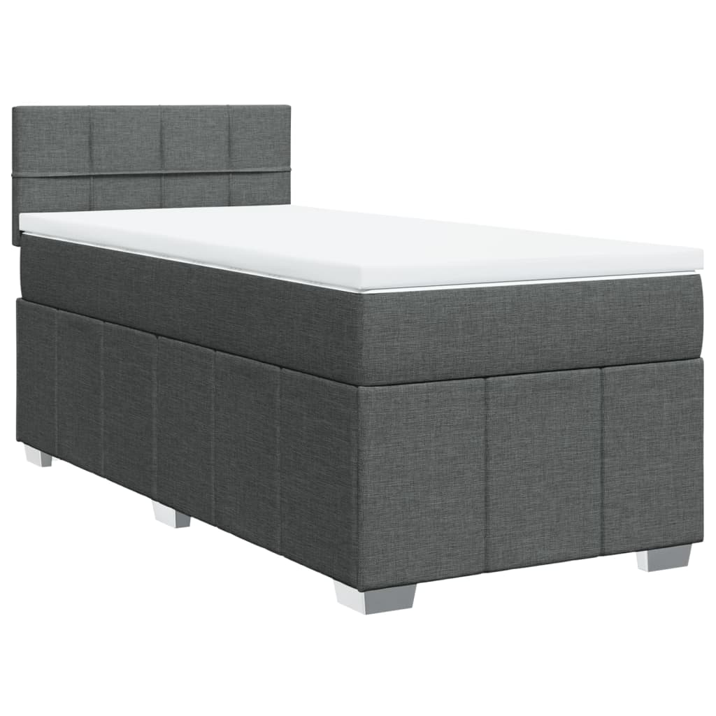 Giroletto a Molle con Materasso Grigio Scuro 80x200 cm Tessuto
