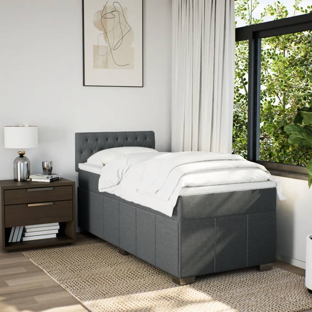 Giroletto a Molle con Materasso Grigio Scuro 80x200 cm Tessuto