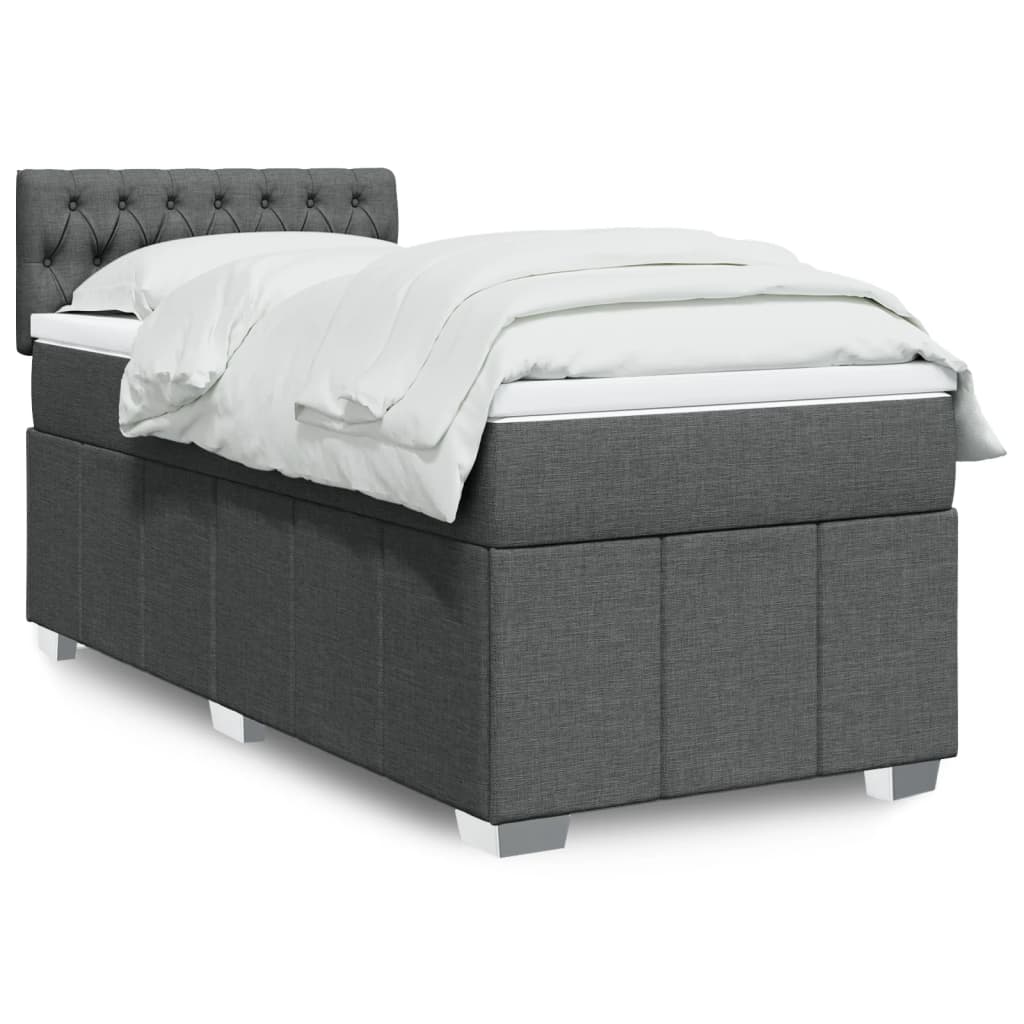 Giroletto a Molle con Materasso Grigio Scuro 80x200 cm Tessuto