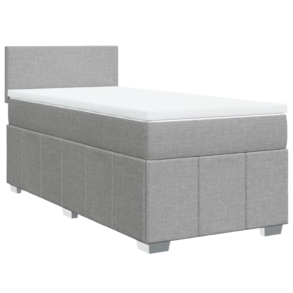 Giroletto a Molle con Materasso Grigio Chiaro 90x190 cm Tessuto