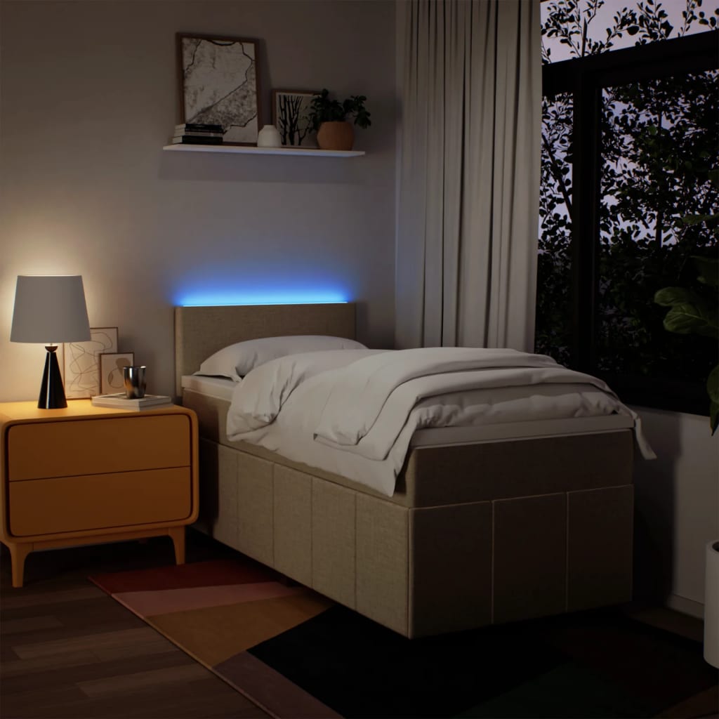 Giroletto a Molle con Materasso Crema 90x190 cm in Tessuto | homemem39