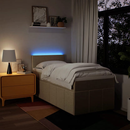 Giroletto a Molle con Materasso Crema 90x190 cm in Tessuto | homemem39
