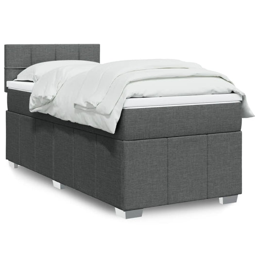 Giroletto a Molle con Materasso Grigio Scuro 90x190 cm Tessuto | homemem39