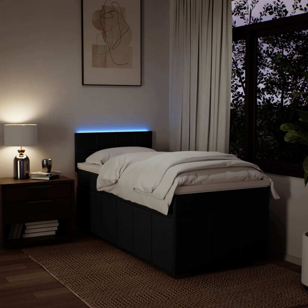 Giroletto a Molle con Materasso Nero 90x190 cm in Tessuto - homemem39