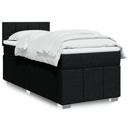 Giroletto a Molle con Materasso Nero 90x190 cm in Tessuto