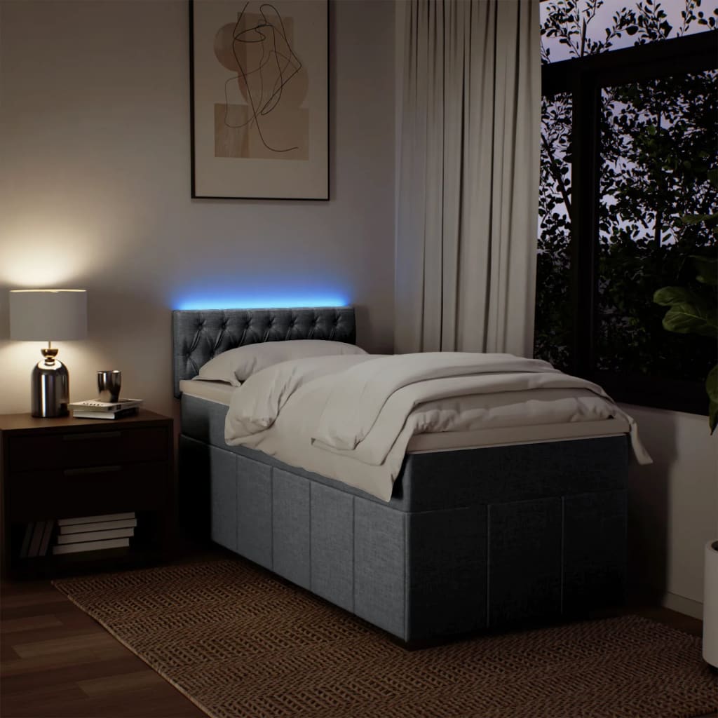 Giroletto a Molle con Materasso Grigio Chiaro 90x190 cm Tessuto | homemem39