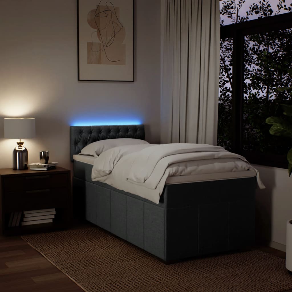 Giroletto a Molle con Materasso Grigio Scuro 90x190 cm Tessuto | homemem39
