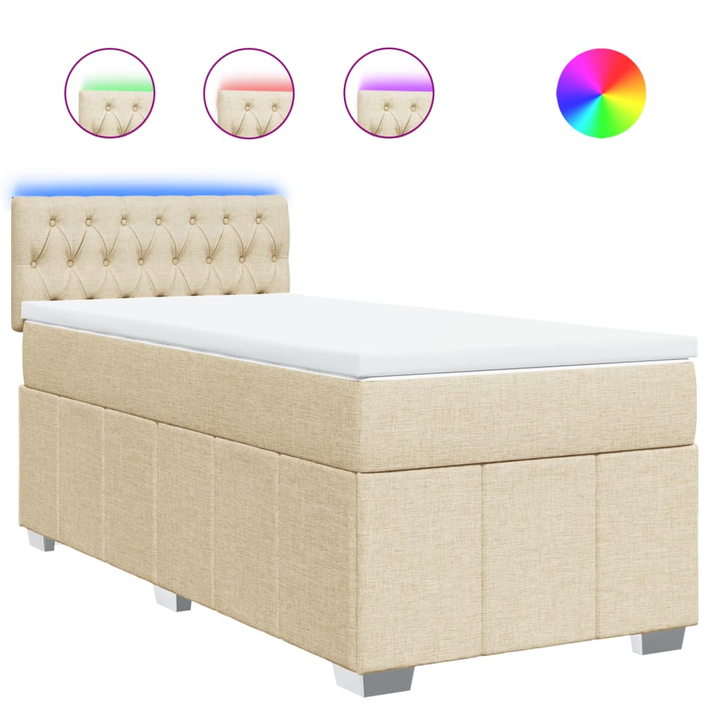 Giroletto a Molle con Materasso Crema 90x190 cm in Tessuto