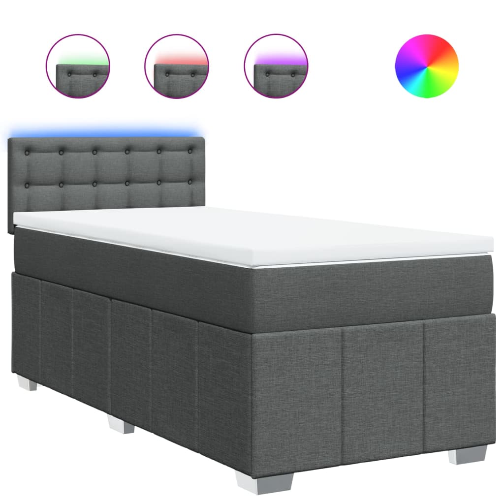 Giroletto a Molle con Materasso Grigio Scuro 90x190 cm Tessuto | homemem39