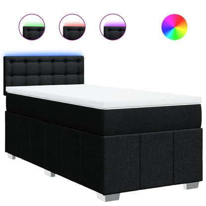 Giroletto a Molle con Materasso Nero 90x190 cm in Tessuto