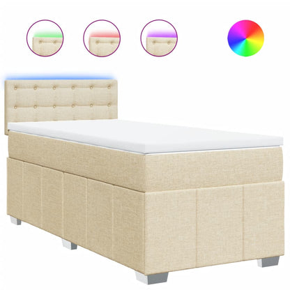 Giroletto a Molle con Materasso Crema 90x190 cm in Tessuto | homemem39