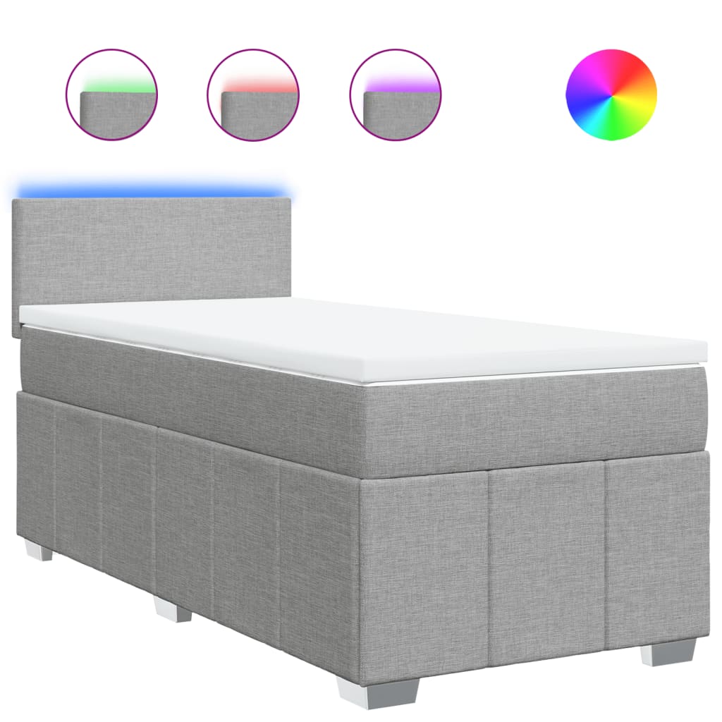 Giroletto a Molle con Materasso Grigio Chiaro 90x200 cm Tessuto | homemem39