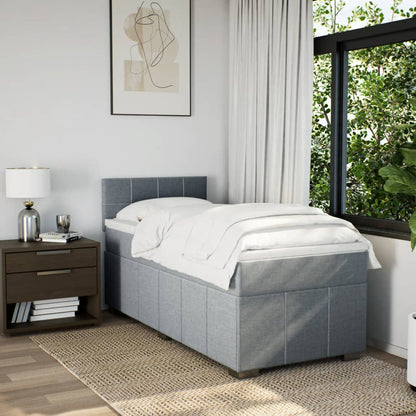 Giroletto a Molle con Materasso Grigio Chiaro 90x200 cm Tessuto