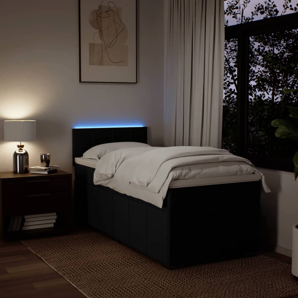 Giroletto a Molle con Materasso Nero 90x200 cm in Tessuto