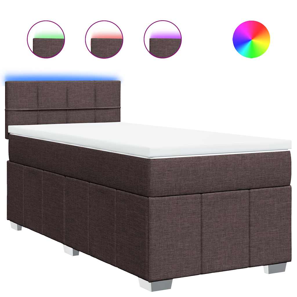 Giroletto a Molle con Materasso Marrone Scuro 90x200 cm Tessuto | homemem39
