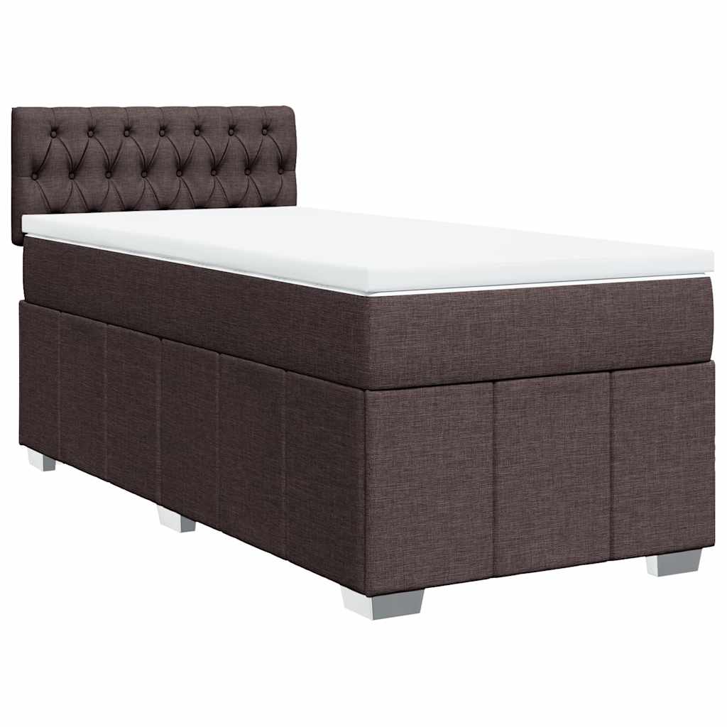 Giroletto a Molle con Materasso Marrone Scuro 90x200 cm Tessuto | homemem39