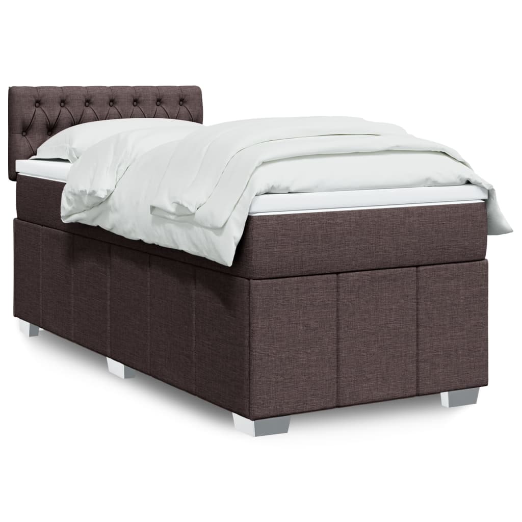 Giroletto a Molle con Materasso Marrone Scuro 90x200 cm Tessuto | homemem39