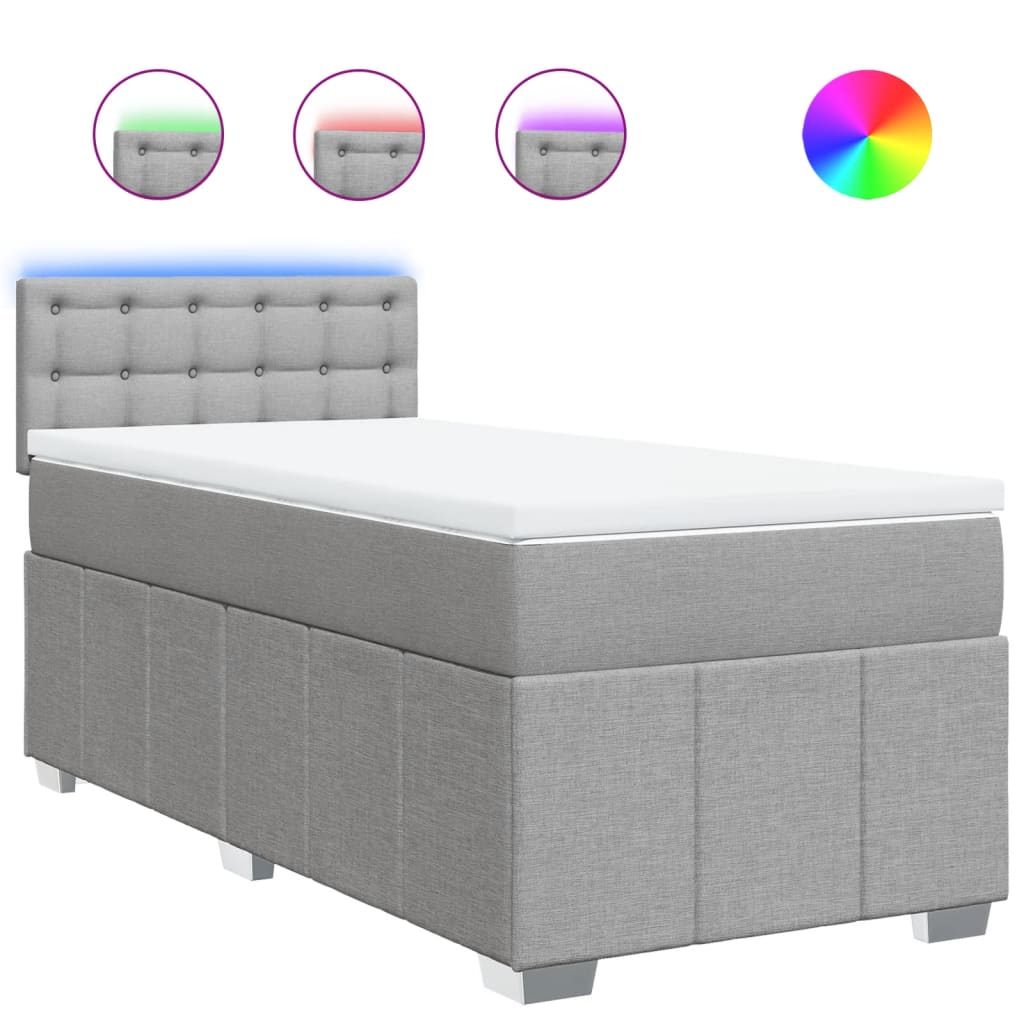 Giroletto a Molle con Materasso Grigio Chiaro 90x200 cm Tessuto | homemem39