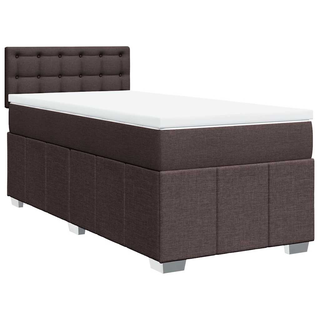 Giroletto a Molle con Materasso Marrone Scuro 90x200 cm Tessuto