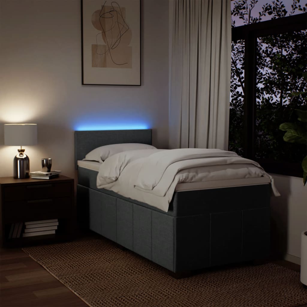 Giroletto a Molle con Materasso Grigio Scuro 100x200 cm Tessuto | homemem39