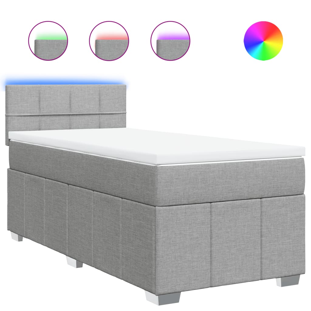 Giroletto a Molle con Materasso Grigio Chiaro100x200 cm Tessuto | homemem39