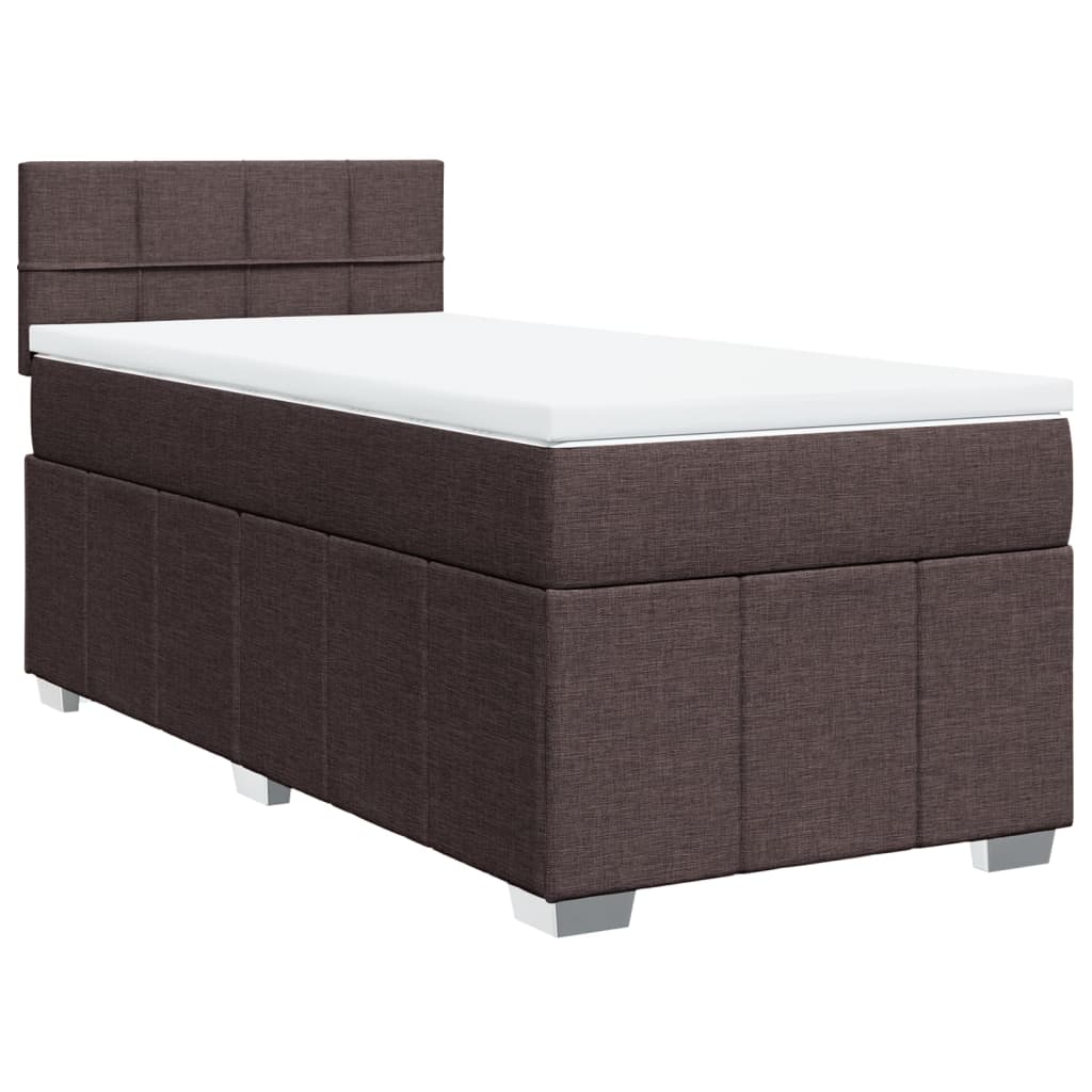 Giroletto a Molle con Materasso Marrone Scuro 100x200cm Tessuto