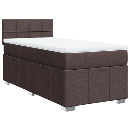 Giroletto a Molle con Materasso Marrone Scuro 100x200cm Tessuto
