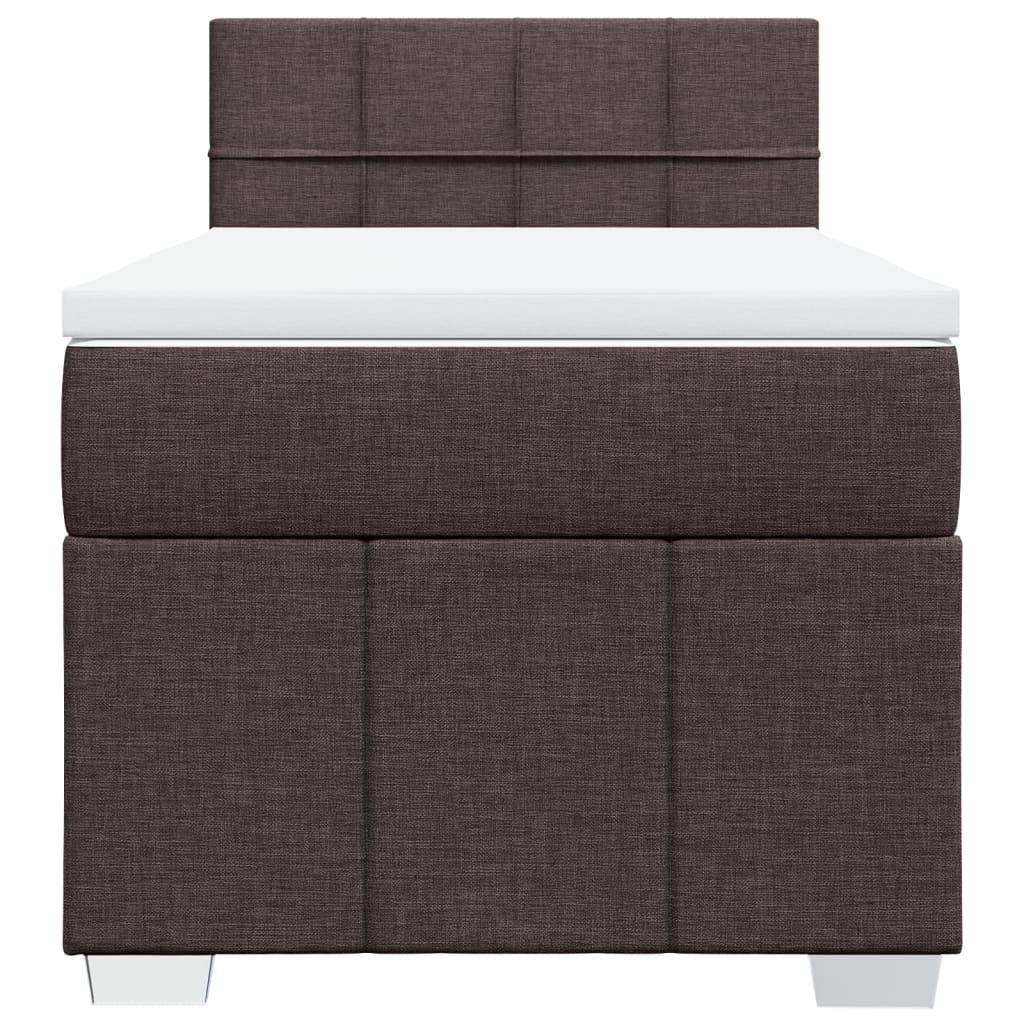 Giroletto a Molle con Materasso Marrone Scuro 100x200cm Tessuto