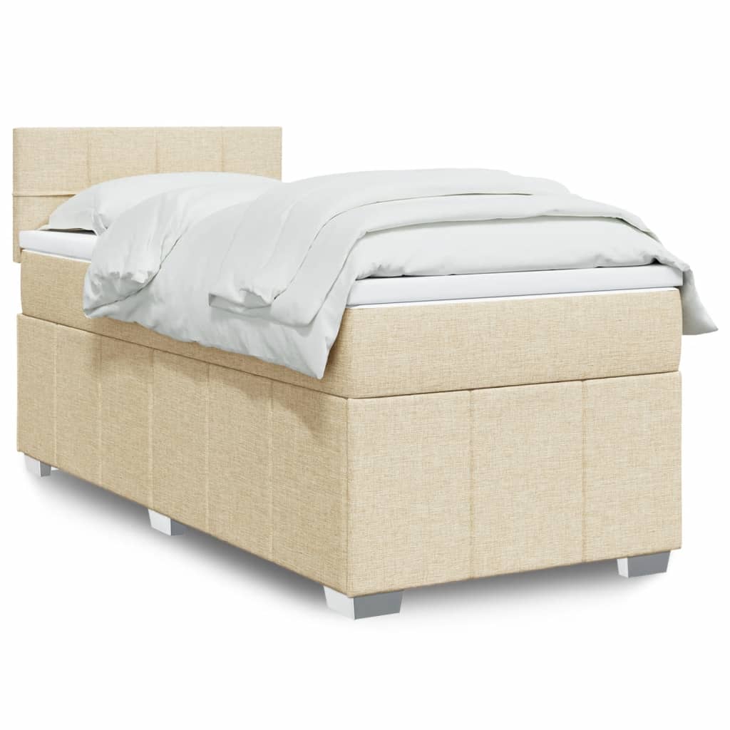 Giroletto a Molle con Materasso Crema 100x200 cm in Tessuto