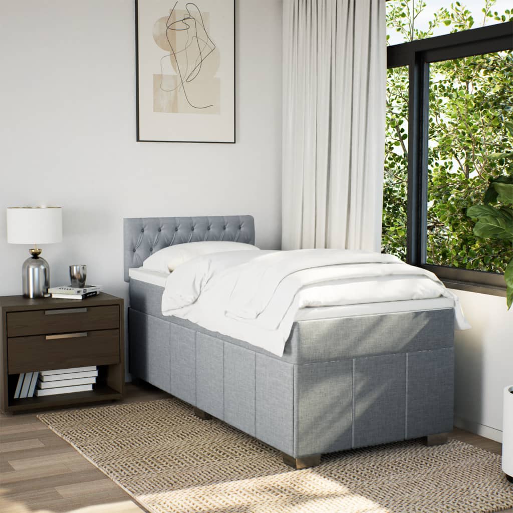 Giroletto a Molle con Materasso Grigio Chiaro100x200 cm Tessuto | homemem39