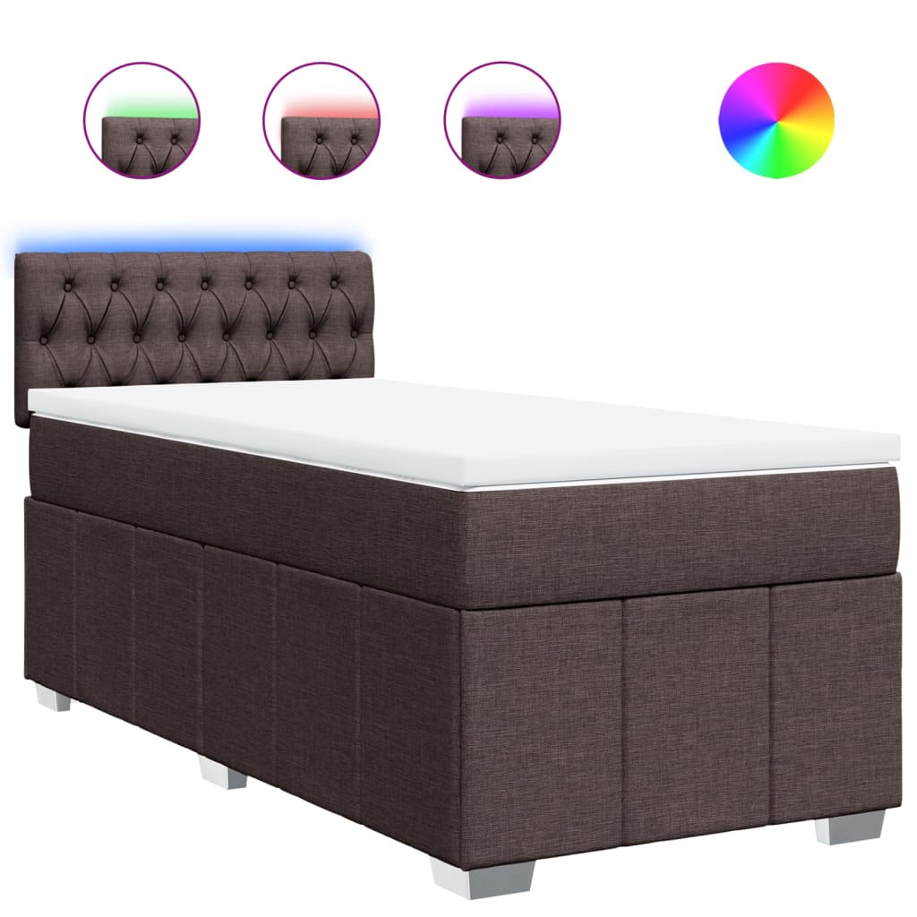 Giroletto a Molle con Materasso Marrone Scuro 100x200cm Tessuto | homemem39