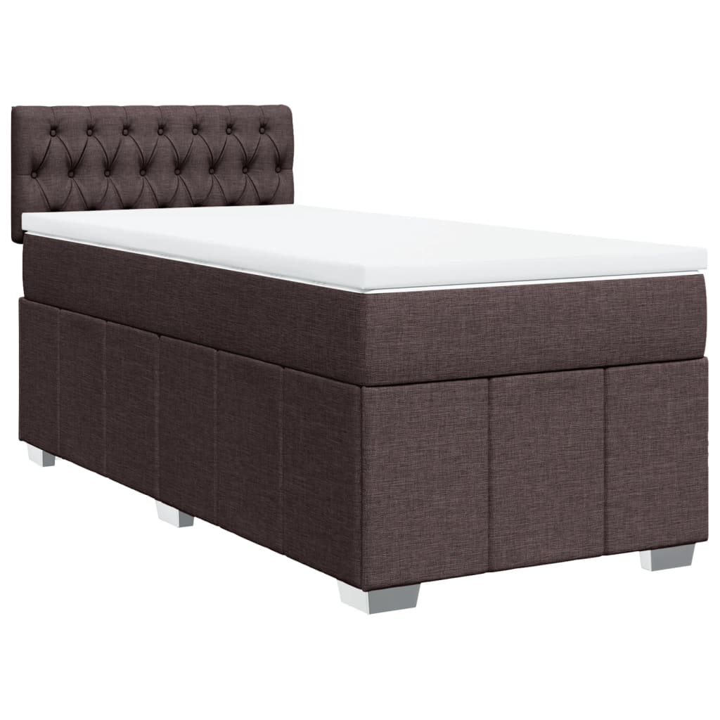 Giroletto a Molle con Materasso Marrone Scuro 100x200cm Tessuto | homemem39
