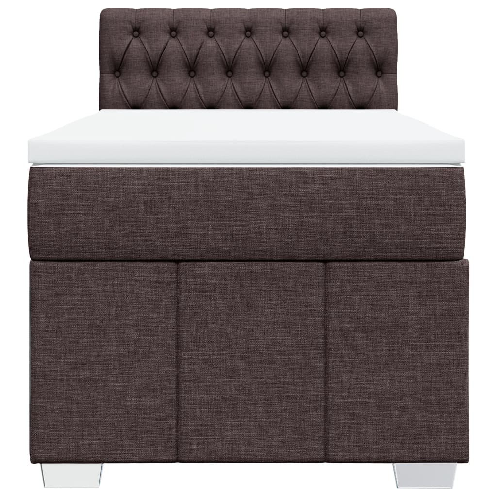 Giroletto a Molle con Materasso Marrone Scuro 100x200cm Tessuto