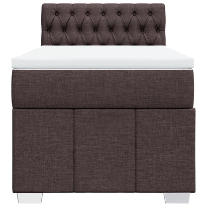 Giroletto a Molle con Materasso Marrone Scuro 100x200cm Tessuto